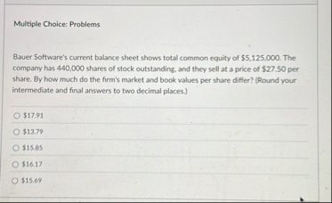 Multiple Choice: Problems Bauer Software's
