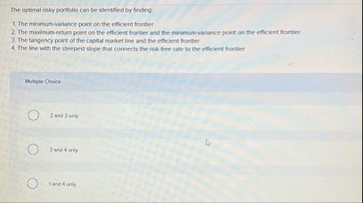 The optimal nisky portiolio can be isentified by