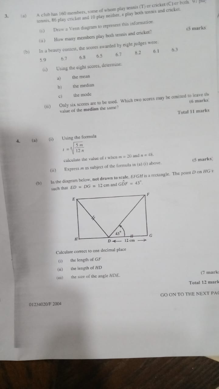 ans 3. ta A club has 160 members, some of whom