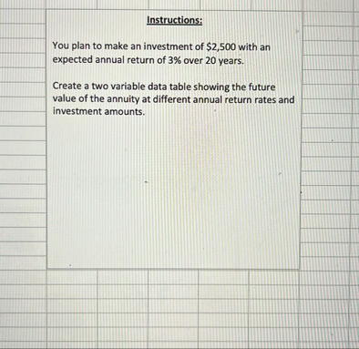 Instructions: You plan to make an investment of $