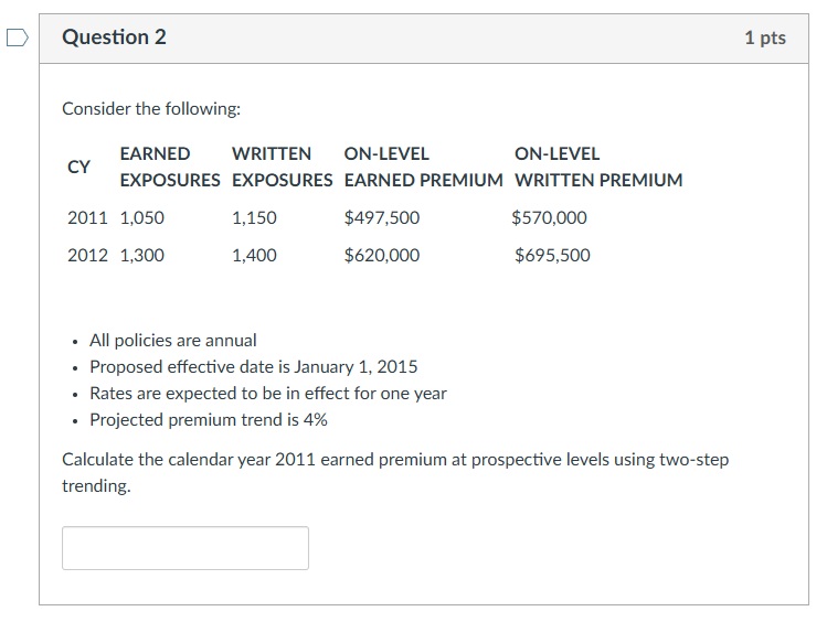 LD Question 2 Consider the following: EARNED