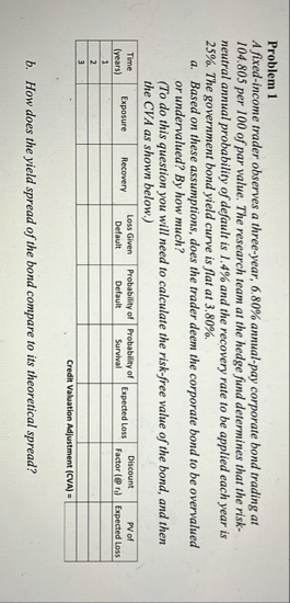 Problem 1 A fixed - income trader observes a
