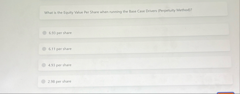 What is the Equity Value Per Share when running