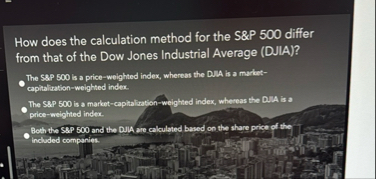 How does the calculation method for the S&P 5 0 0