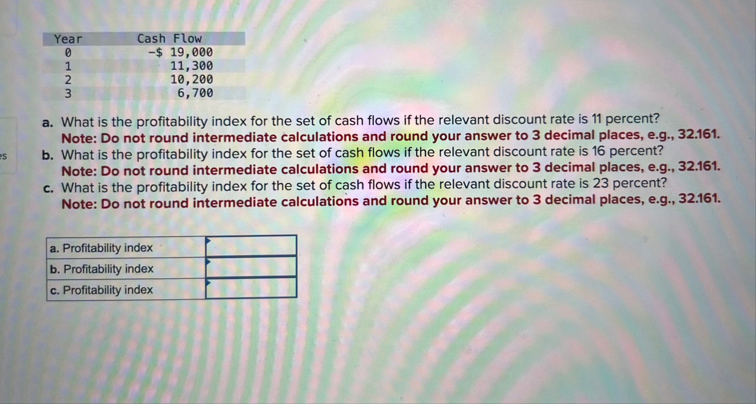 \ table [ [ Year , Cash Flow ] , [ 0 , - $ 1 9 ,