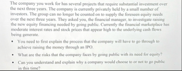 The company you work for has several projects