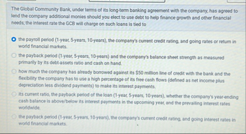 The Global Community Bank, under terms of its