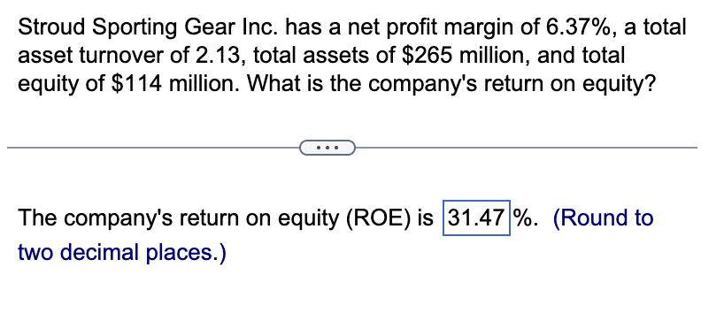 Stroud Sporting Gear Inc. has a net profit margin