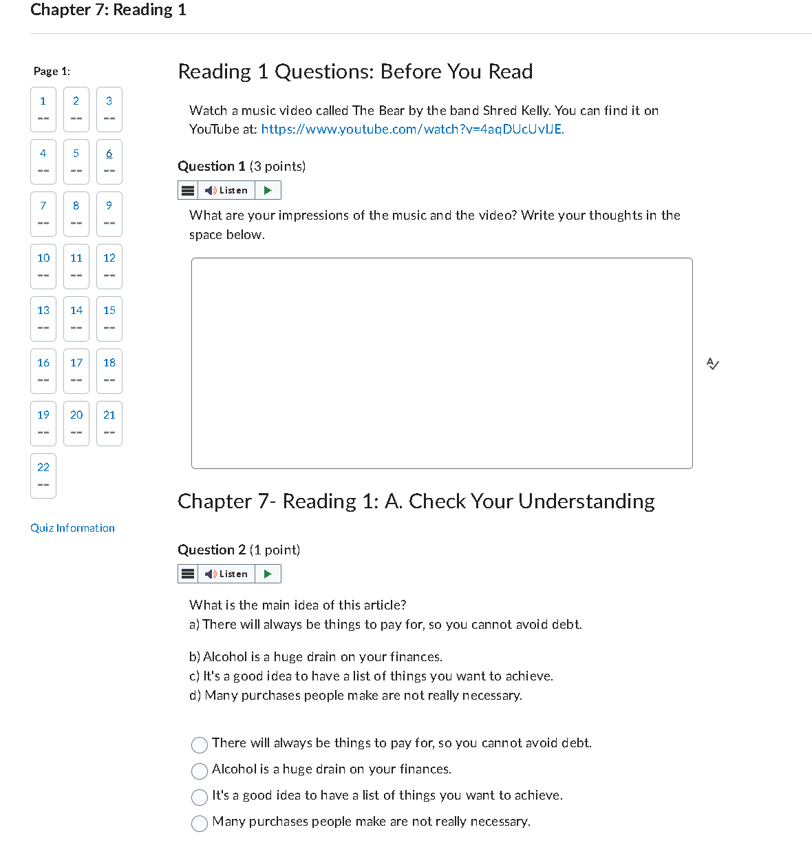 Chapter 7: Reading 1 Page 1: Reading 1 Questions: