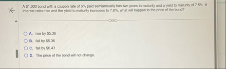 A $ 1 , 0 0 0 bond with a coupon rate of 6 % paid