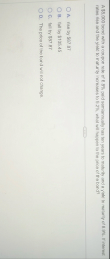 A $ 5 , 0 0 0 bond with a coupon rate of 6 . 8 %