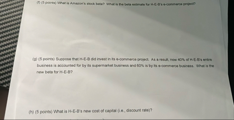 ( 0 ) ( 5 points ) What is Amaror's stock beta?