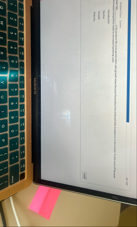 Multiple Choice 5 points MKT 3 B ] q , s the