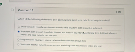 Question 1 8 1 pts Which of the following