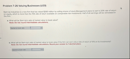 Problem 7 - 2 6 Valuing Businesses ( LO 3 ) the