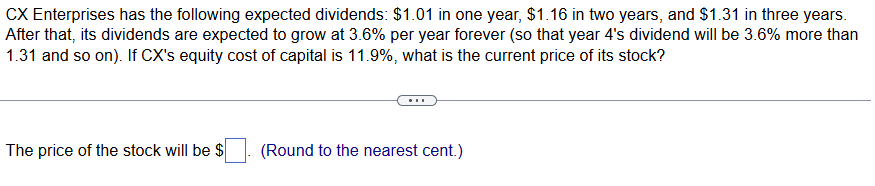 CX Enterprises has the following expected