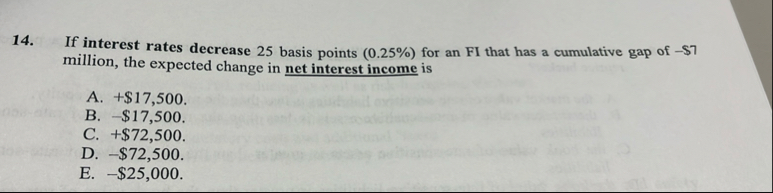 If interest rates decrease 2 5 basis points ( 0 .