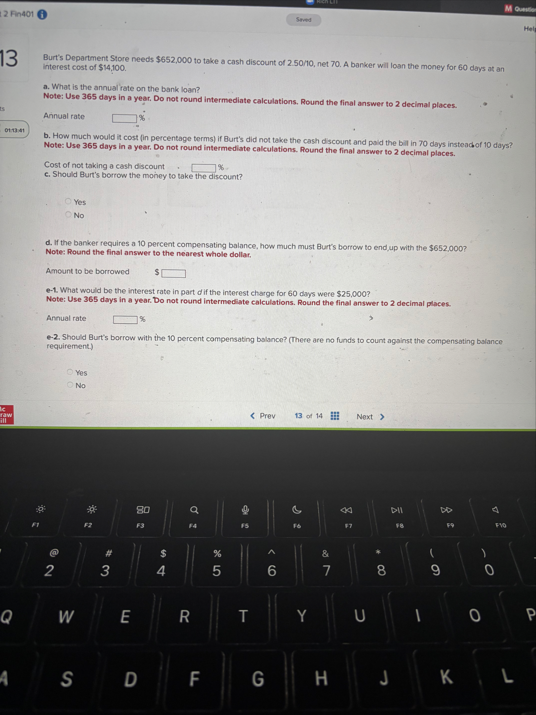 2 Fin 4 0 1 ( i ) Questio 1 3 Burt's Department