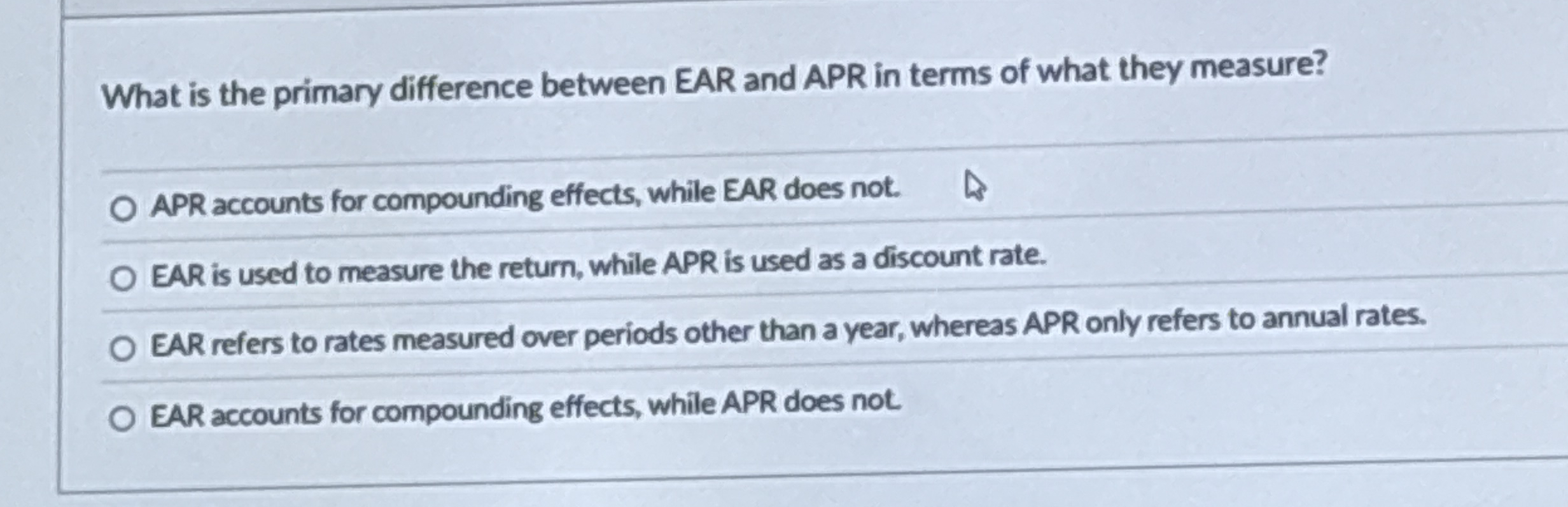 What is the primary difference between EAR and