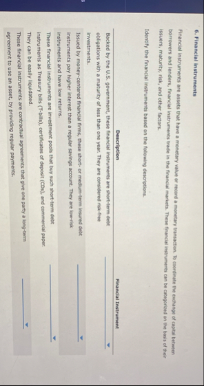 Financial instruments Financial instruments are