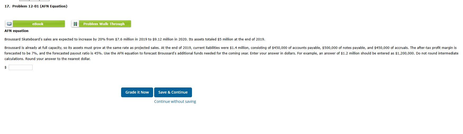 1 7 . Problem 1 2 - 0 1 ( AFN Equation ) \ ( \