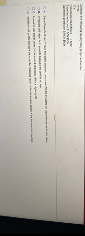 Consider the following equally likely project