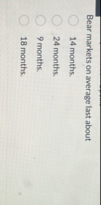 Bear markets on average last about 1 4 months. 2