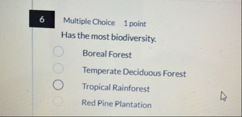 6 Multiple Choice 1 point Has the most