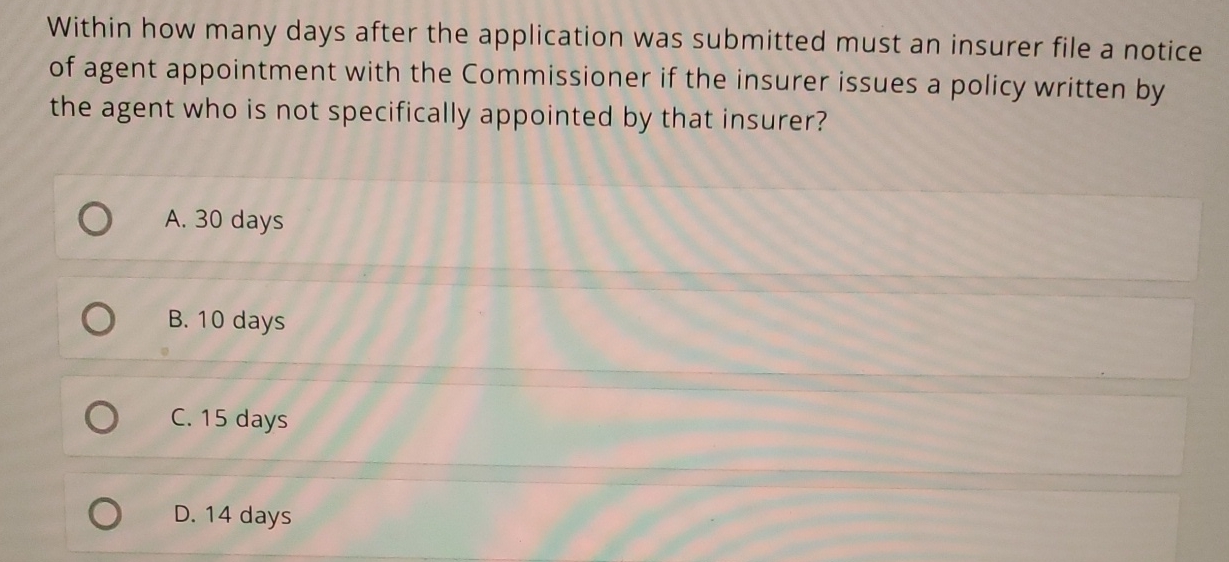 Within how many days after the application was