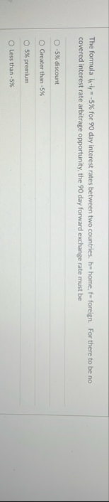 The formula i h - i f = - 5 % for 9 0 day