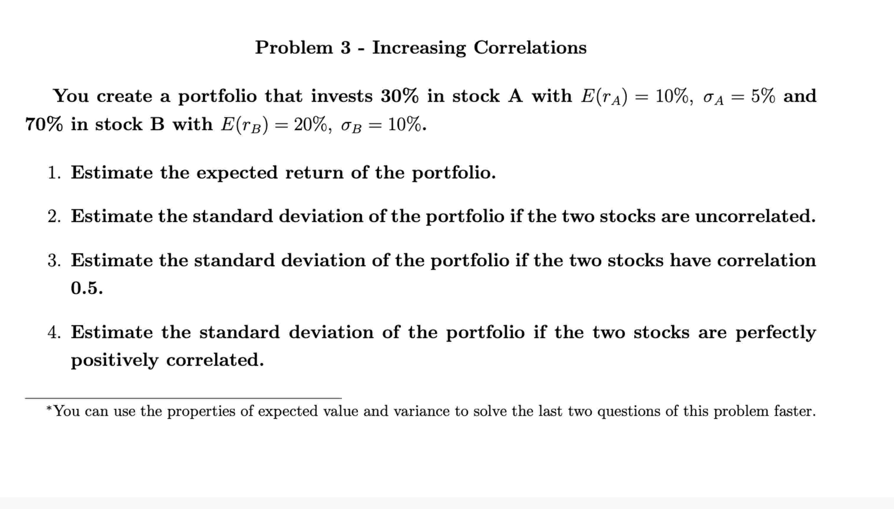 Problem 3 - Increasing Correlations You create a