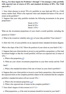 Part 1 ; The these inputs for Problems 1 through