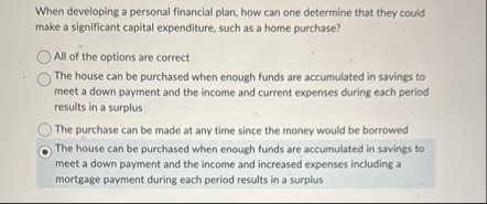 When developing a personal financial plan, how