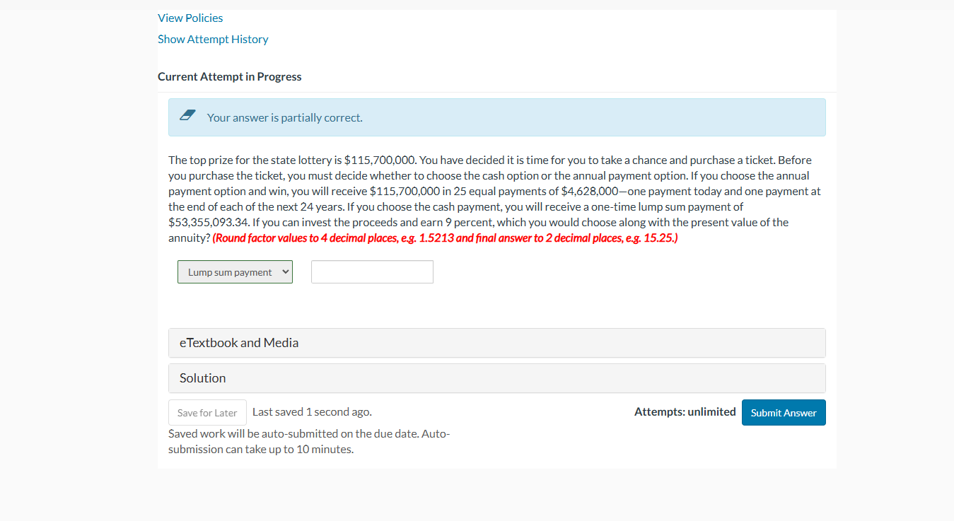 Current Attempt in Progress Your answer is