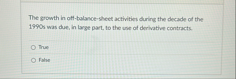 The growth in off - balance - sheet activities