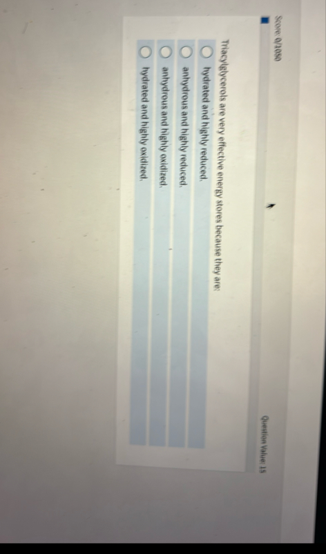 Score 0 2 0 5 0 Question Value: 1 5