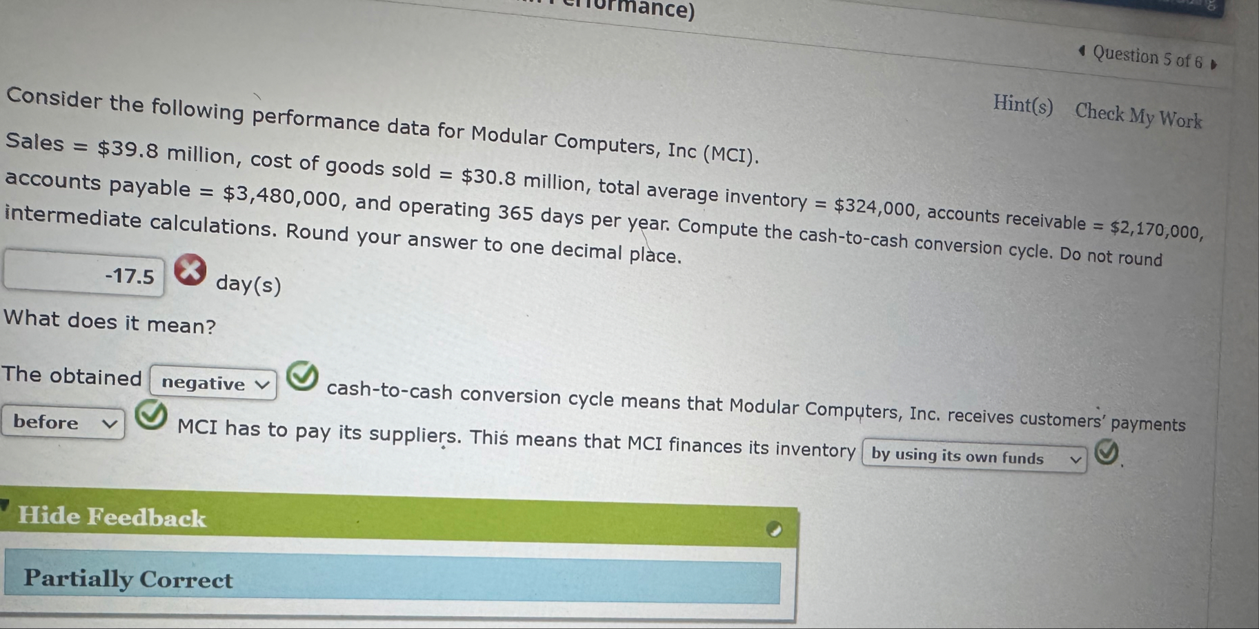 Consider the following performance data for