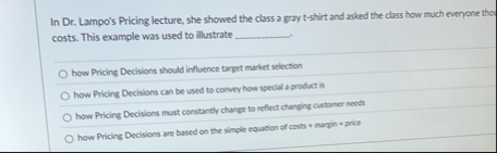 In Dr . Lampo's Pricing lecture, she showed the