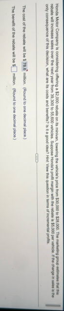 Honda Motor Compary is considering offering a $ 2