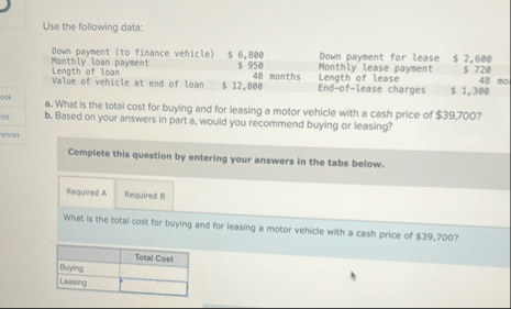 Use the following data: a . What is the total