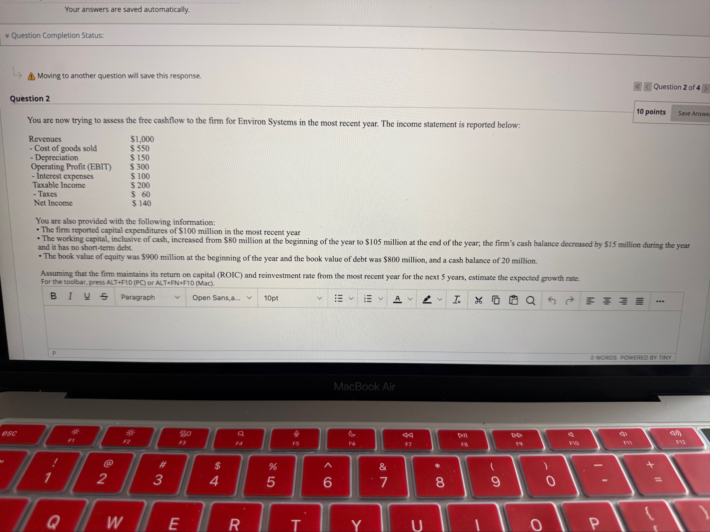 Assuming the firm Maintains its return on capital