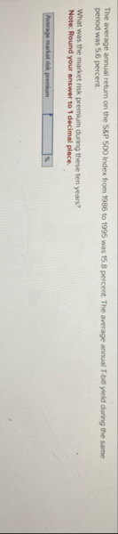 The average annual return on the S 8 P 5 0 0