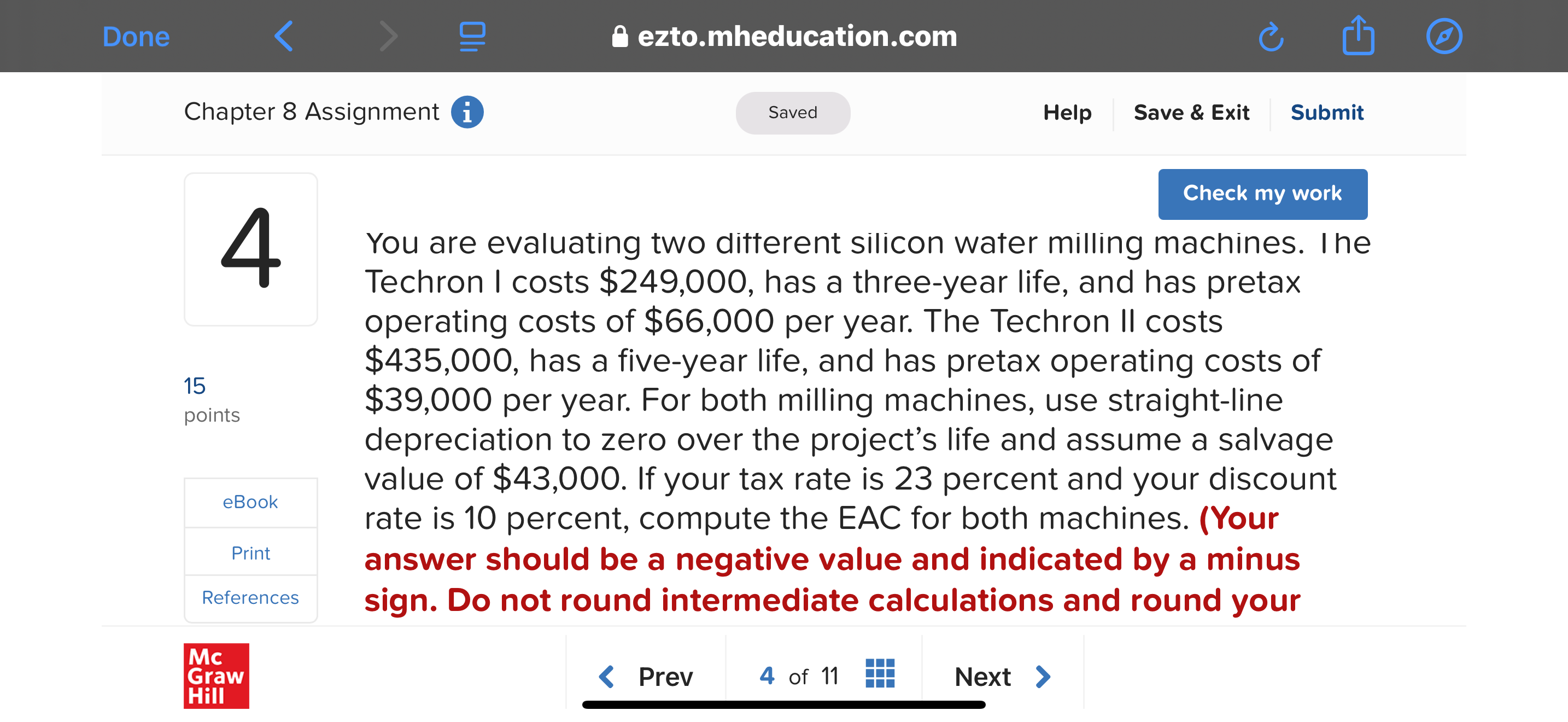 @ ezto.mheducation.com Chapter 8 Assignment @
