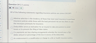 Question 1 4 ( 2 . 5 points ) I All of the