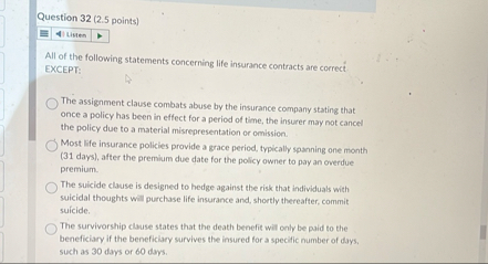 Question 3 2 ( 2 . 5 points ) I All of the