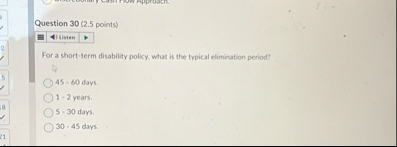 Question 3 0 ( 2 . 5 points ) For a short - term