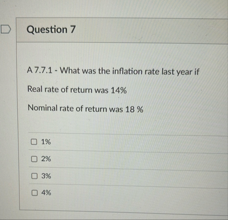 Question 7 A 7 . 7 . 1 - What was the inflation