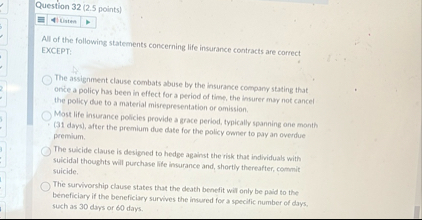 Question 3 2 ( 2 . 5 points ) Disten All of the
