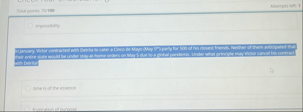 Total points: 7 0 / 1 0 0 Attempts left: 1