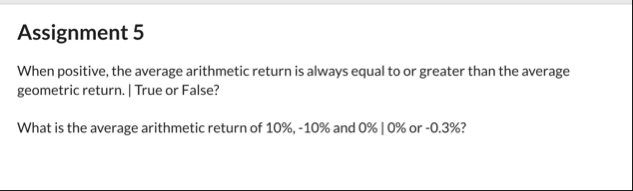 Assignment 5 When positive, the average